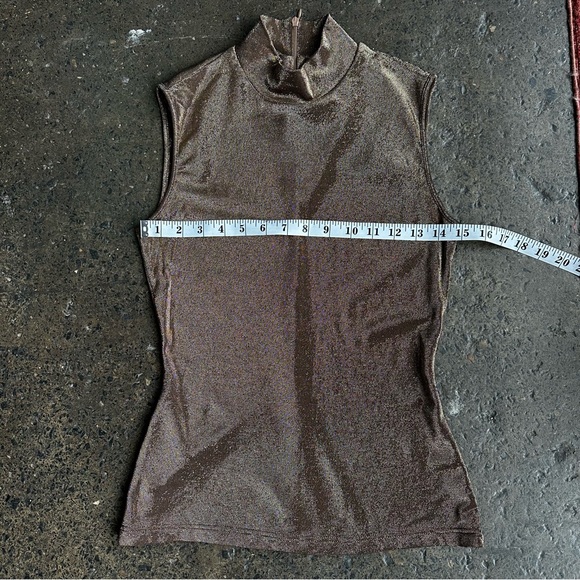 Kenzo Mock Neck Copper Metallic Short Sleeve Top Size 38 - Picture 3 of 9